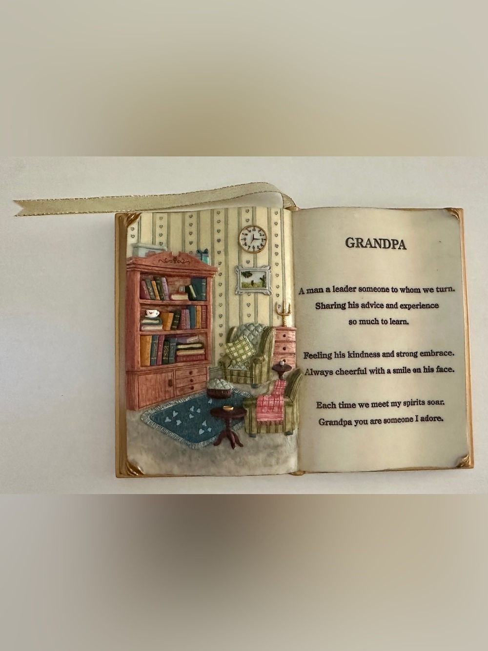 Vintage 2003 ceramic book-shaped plaque